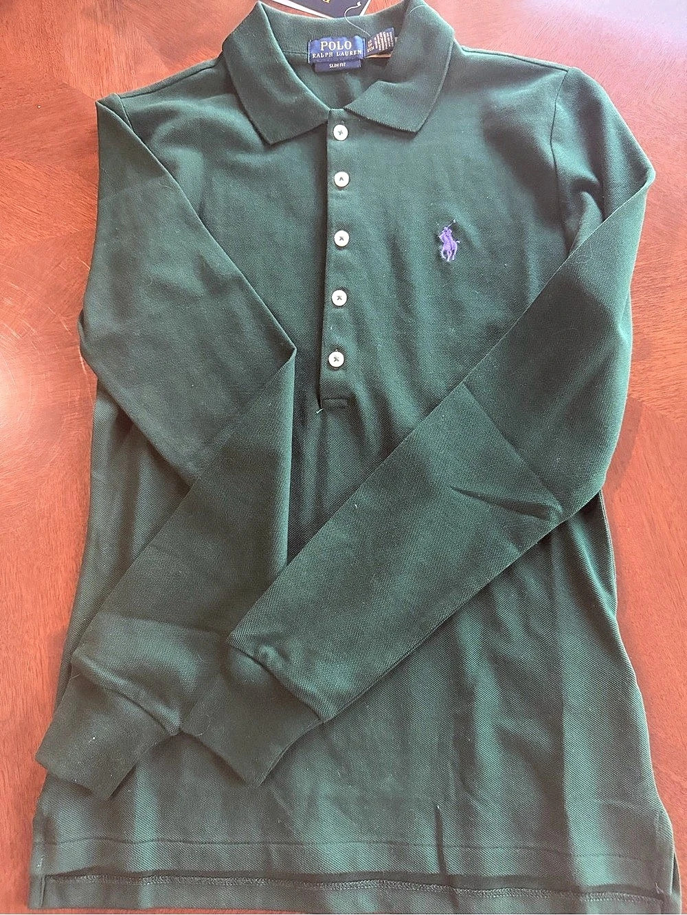 Polo Ralph Lauren Slim Fit Long-Sleeve Polo Shirt Green XS